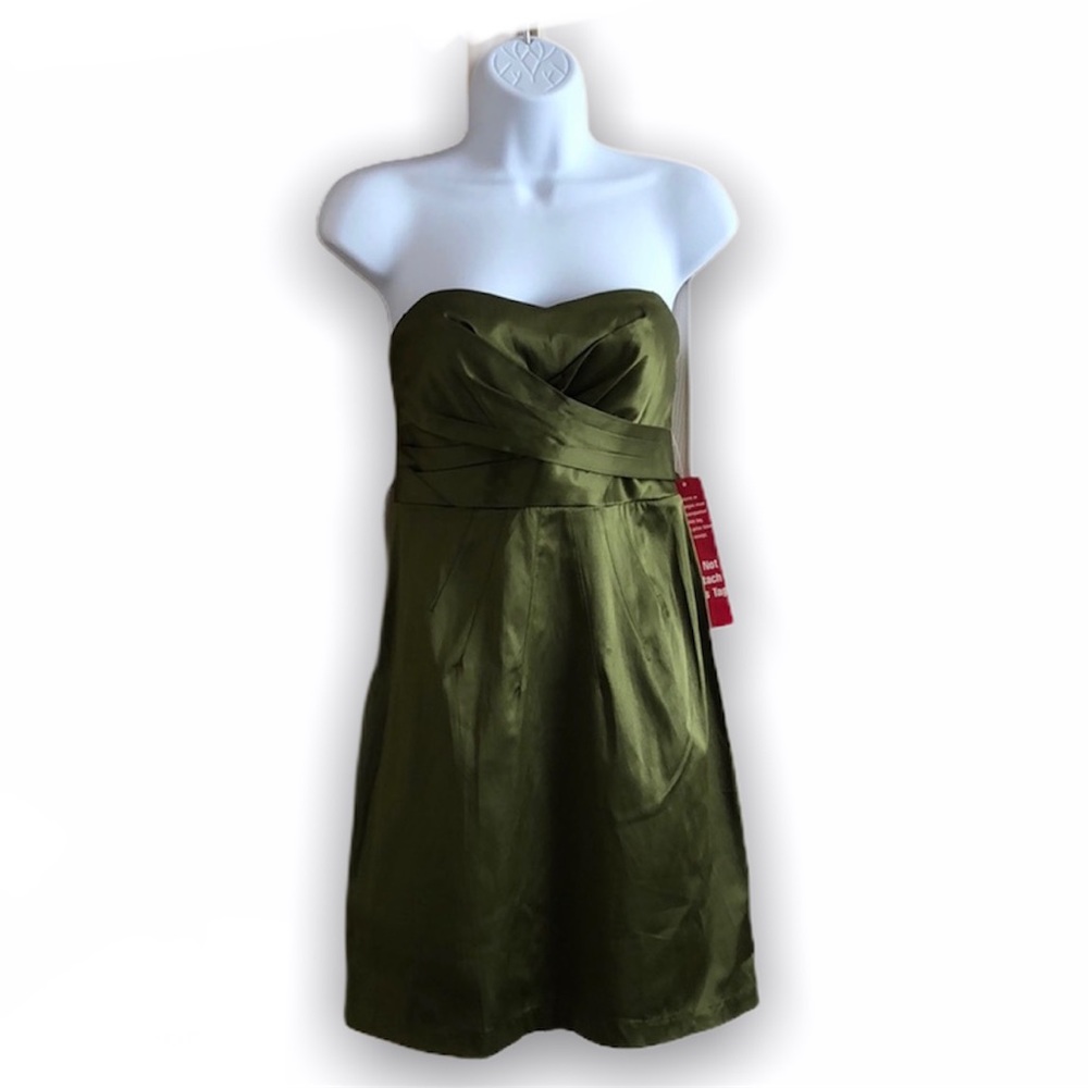 City Triangles Olive Green Strapless Dress